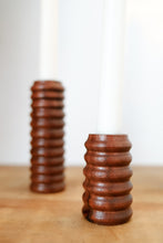 Load image into Gallery viewer, Modern walnut duo set • candle holder + dried flower vase