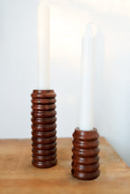 Load image into Gallery viewer, Modern walnut duo set • candle holder + dried flower vase