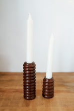 Load image into Gallery viewer, Modern walnut duo set • candle holder + dried flower vase