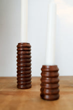 Load image into Gallery viewer, Modern walnut duo set • candle holder + dried flower vase
