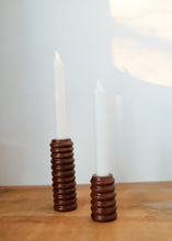 Load image into Gallery viewer, Modern walnut duo set • candle holder + dried flower vase
