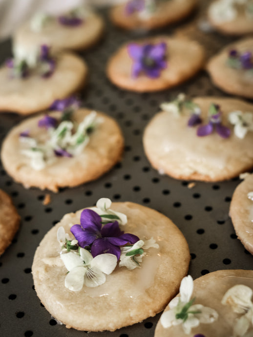 Foraged Violet Shortbread Cookies
