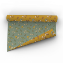 Load image into Gallery viewer, Recyclable Gift Wrap / Wrapping Paper: Mushrooms (Mustard &amp;: Plastic Wrapped
