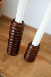 Modern walnut duo set • candle holder + dried flower vase