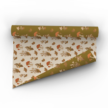 Load image into Gallery viewer, Recyclable Gift Wrap / Wrapping Paper: Mushrooms (Green &amp; Cr: Plastic Wrapped
