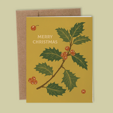 Load image into Gallery viewer, Greeting Card: Holly "Merry Christmas"
