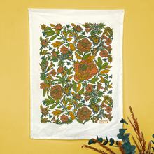 Load image into Gallery viewer, Screenprinted Organic Cotton Tea Towel: Peonies
