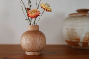 Round Hand-turned Bud Vase - Maple Hardwood