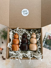 Load image into Gallery viewer, Set of 3 Hand-turned Hardwood Snowmen
