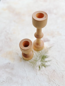 Contemporary Wood Turned Modern Maple Candle Stick Set