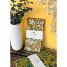 Load image into Gallery viewer, Hand Dyed + Screenprinted Organic Cotton Tea Towel: Figs: Eggshell
