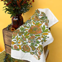 Load image into Gallery viewer, Screenprinted Organic Cotton Tea Towel: Peonies
