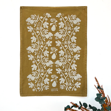 Load image into Gallery viewer, Hand Dyed + Screenprinted Organic Cotton Tea Towel: Figs: Eggshell
