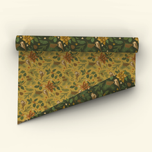 Load image into Gallery viewer, Recyclable Gift Wrap Yuletide Chickadee (Black &amp; Mustard): Plastic Wrapped
