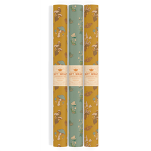 Load image into Gallery viewer, Recyclable Gift Wrap / Wrapping Paper: Mushrooms (Mustard &amp;: Plastic Wrapped
