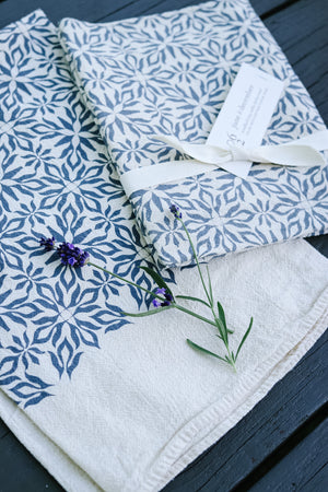 Navy Woodblock Nettles Towel | June & December