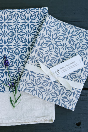 Navy Woodblock Nettles Towel | June & December