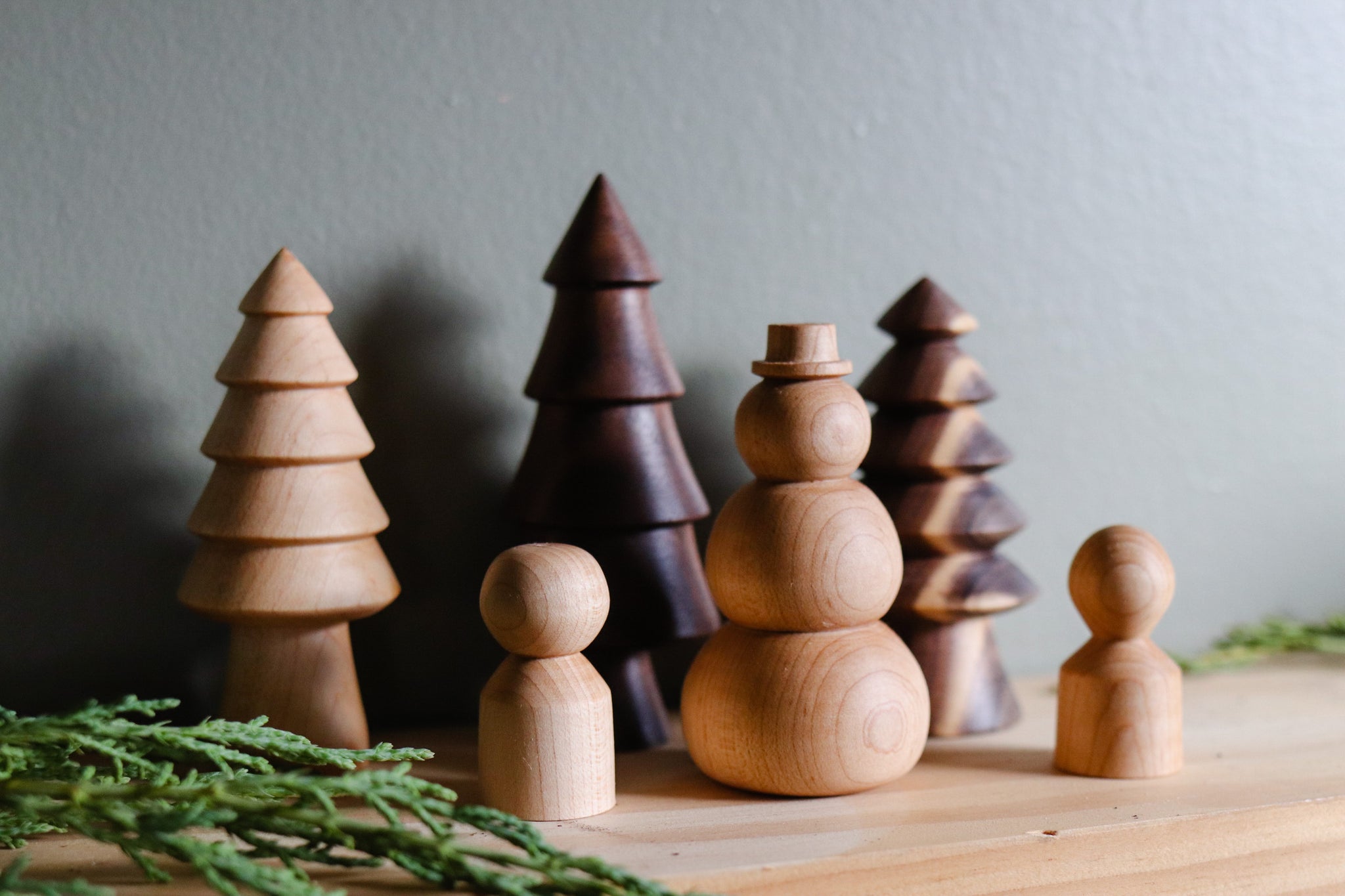 Frosty Hand-turned Woodland Set