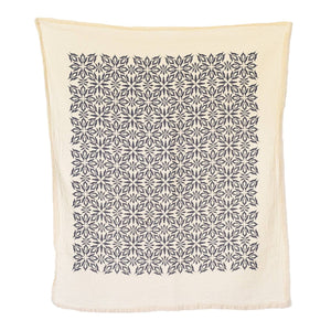 Navy Woodblock Nettles Towel | June & December