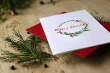 Load image into Gallery viewer, Christmas Card | Merry Christmas Watercolor Wreath

